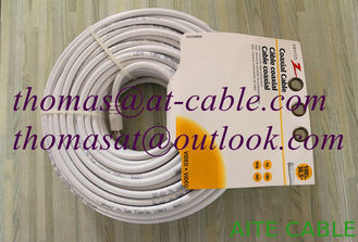 Chine RG6 corde de correction de 15 mètres utilisée pour le boîtier décodeur ; Câble coaxial de liaison de télévision par satellite avec le connecteur de F fournisseur