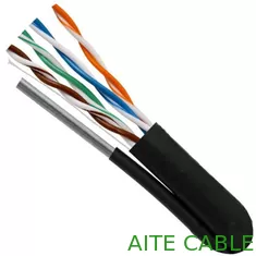 China Cable de Lan torcido de la red UTP CAT5E+MS con el mensajero de acero autosuficiente PE ULTRAVIOLETA al aire libre proveedor