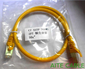 China SFTP CAT7 26AWG CU Lan Cable Patch Cord 2FT Copper Shielded RJ45 Connector Nichel Plate supplier