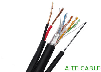 China Red del FTP CAT5E+2C+MS con el cable del CCTV del poder 4 pares al aire libre con el alambre de descenso de acero galvanizado del mensajero proveedor