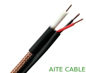 China RG6+2C Simese CCTV Coaxial Cable PVC Plenum 18 AWG with 92.3% AL Braiding supplier